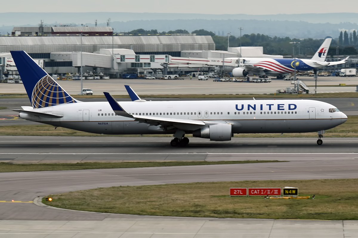 A 34-year-old United Boeing 767 lost its weather radar during climb out from Washington to Paris