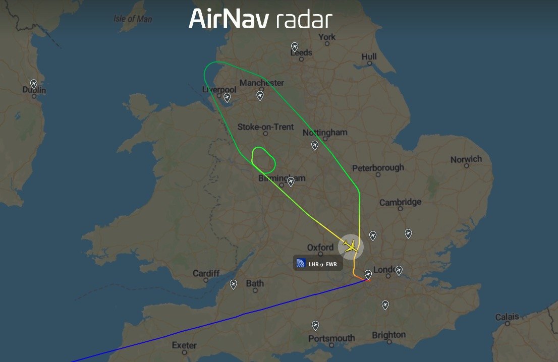 United flight UA941 to Newark is declaring an emergency and returning to London Heathrow