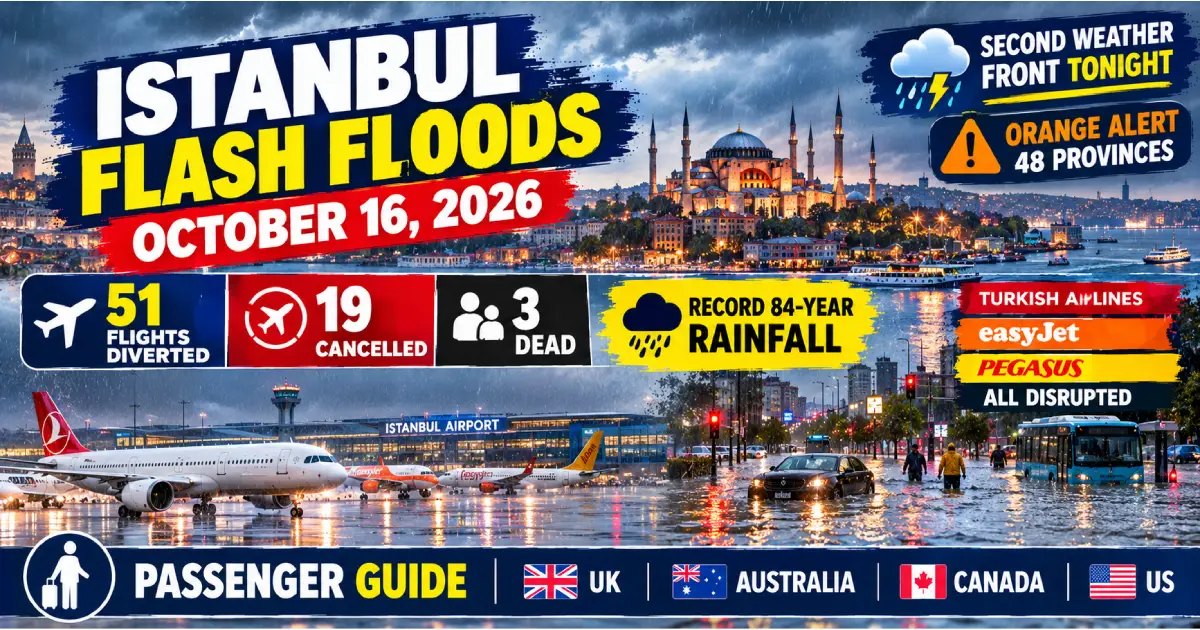 Istanbul Flash Floods: 51 Flights Diverted, 19 Cancelled
