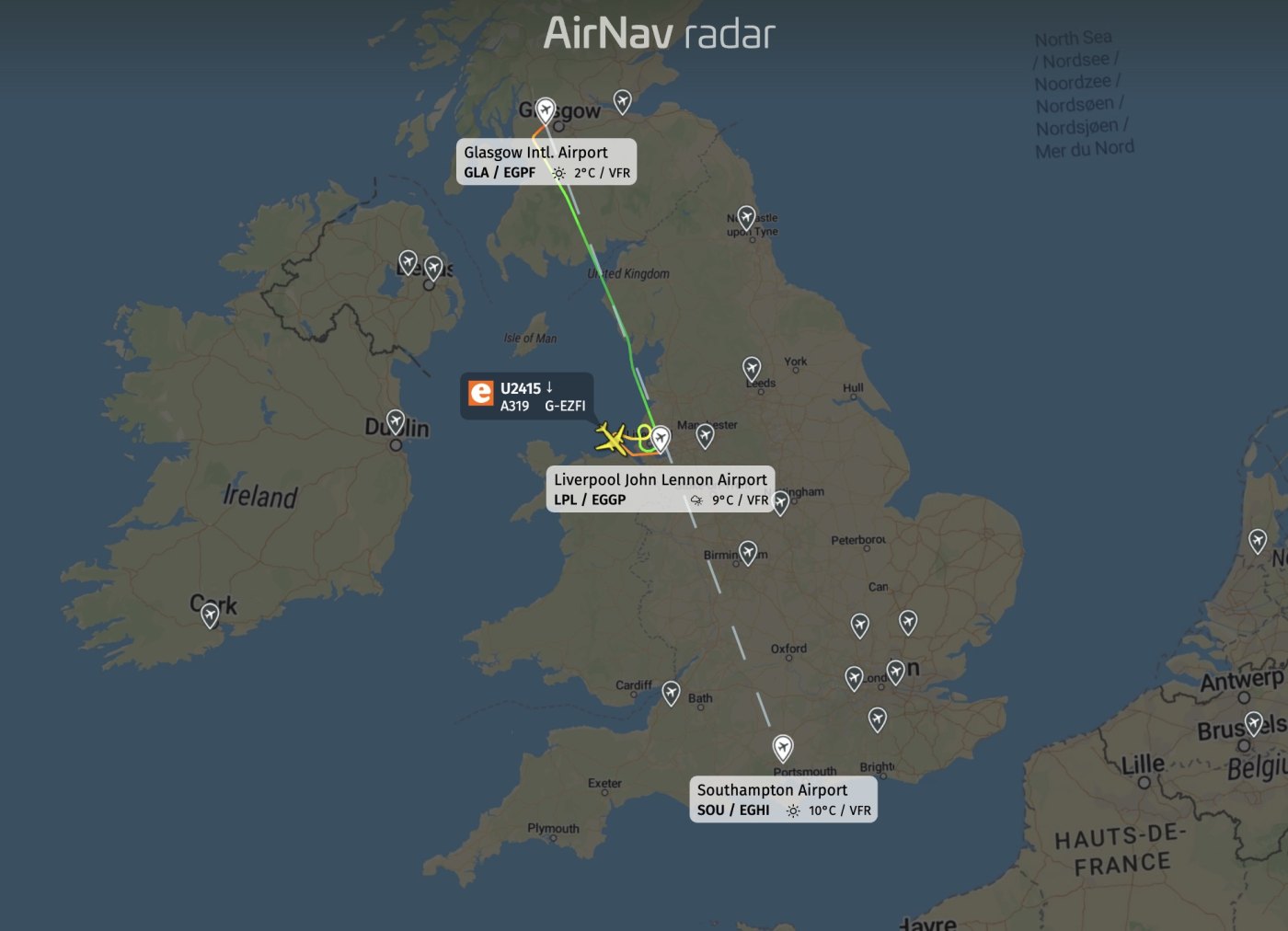 easyJet U2415 declared an emergency and diverted to Liverpool following engine vibration