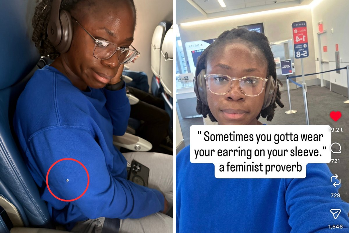 Woman Installs Earring On Sleeve On Delta Air Flight to Fend Off Serial Armrest Hogger: She's Been Labeled a "Very Passive-Aggressive Passenger"