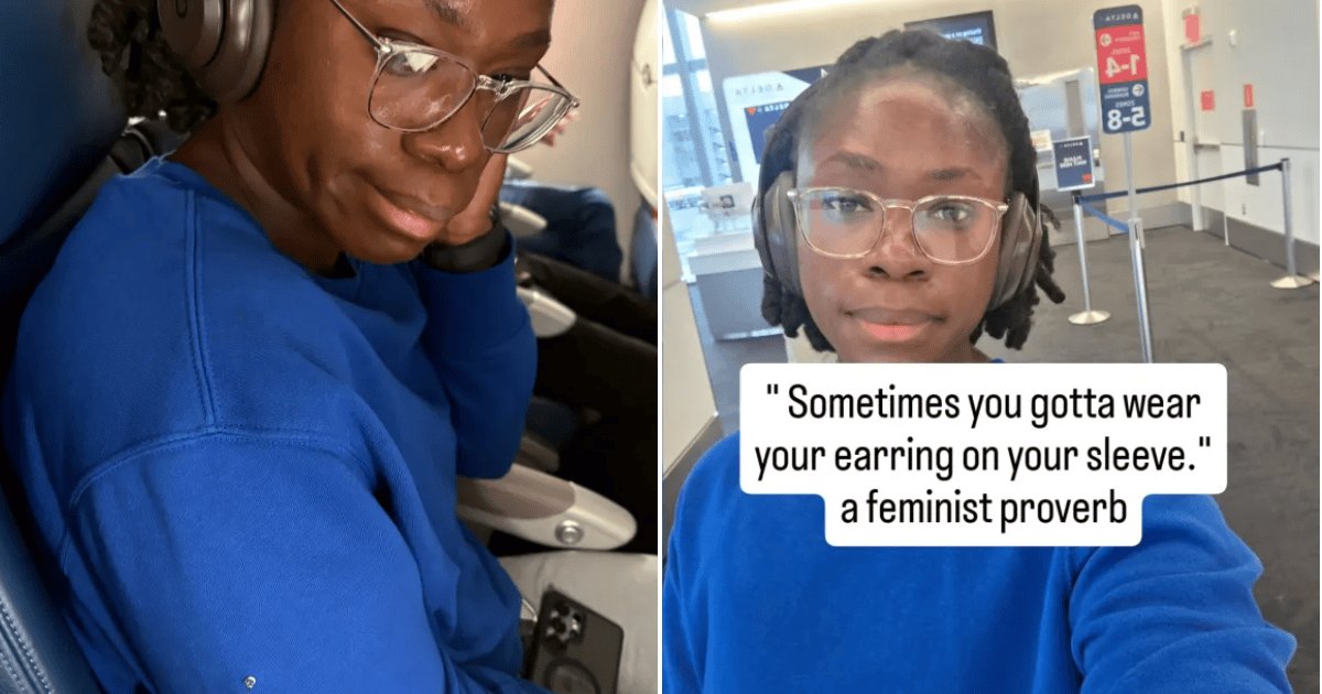 Plane passenger who put earring spike through sleeve in armrest row speaks out