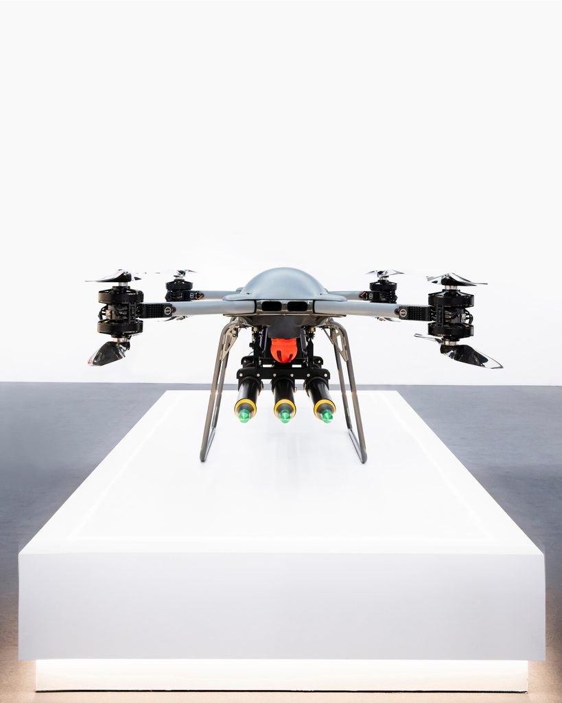 Cargo drone shoots down multiple attack drones with laser-guided rockets