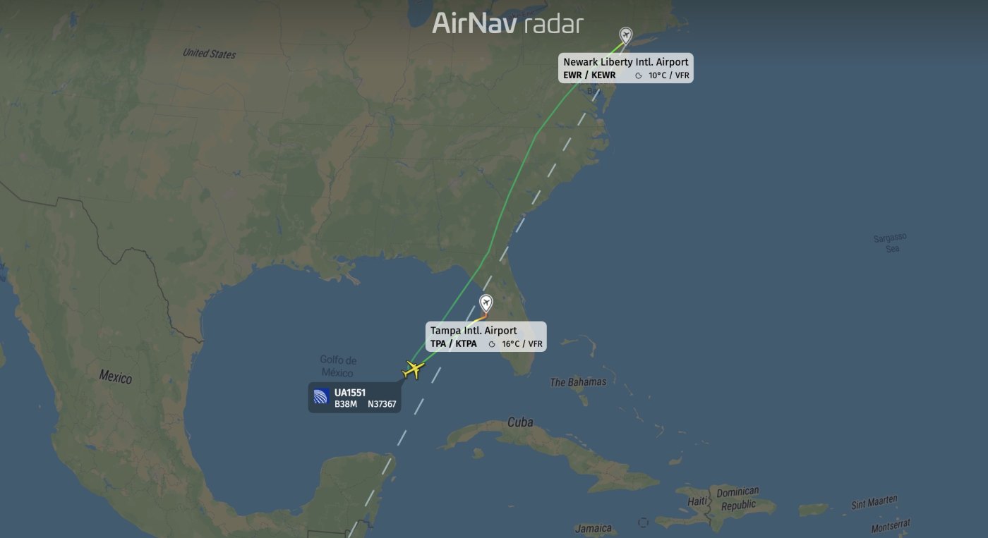 United UA1551 from Newark declared an emergency and diverted to Tampa