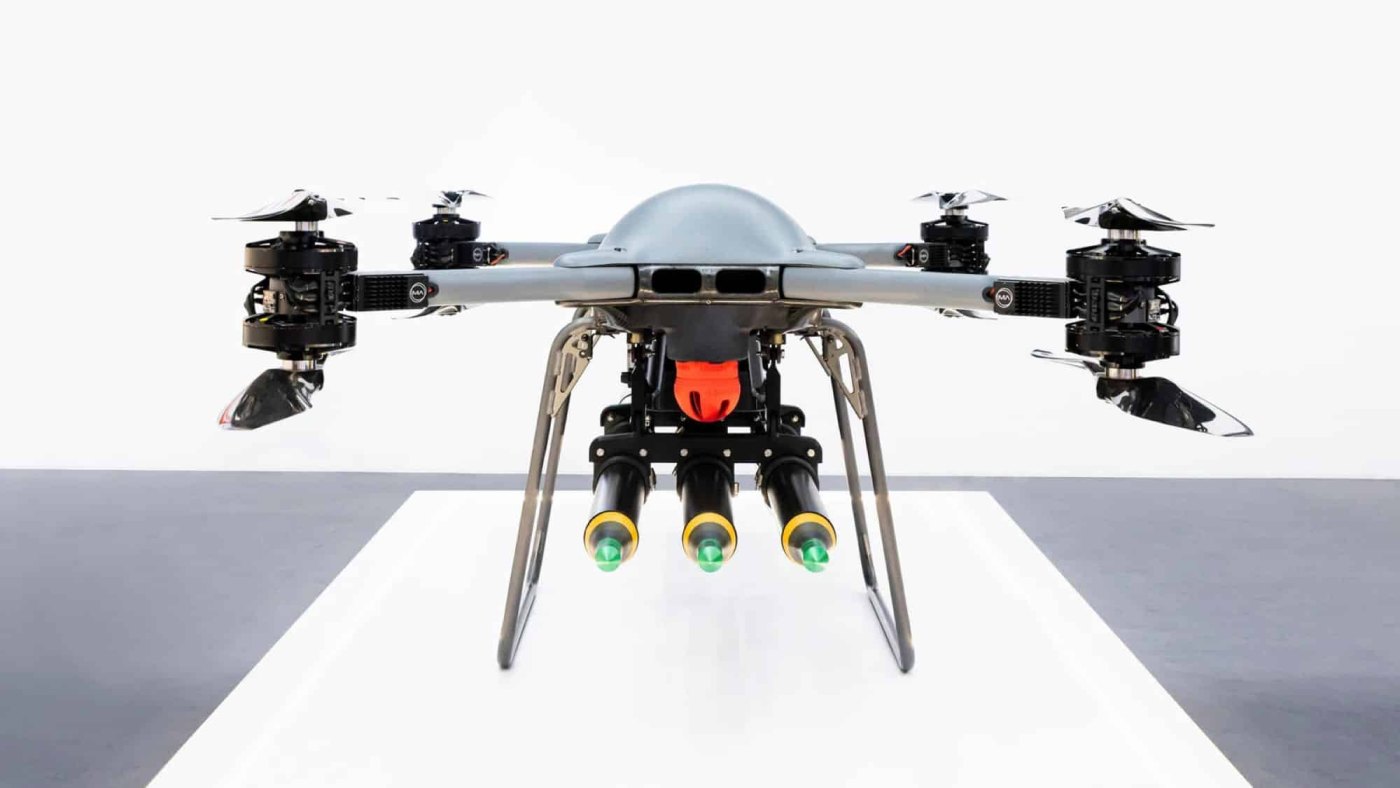 TRV-150 Drone Uses Three-Pod APKWS Launcher in Counter-UAS Test