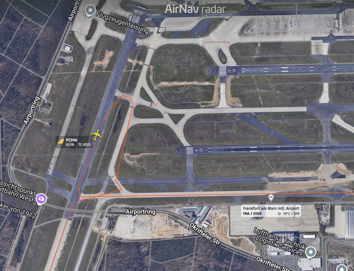 Pegasus A321 turned in wrong direction for takeoff at Frankfurt Airport