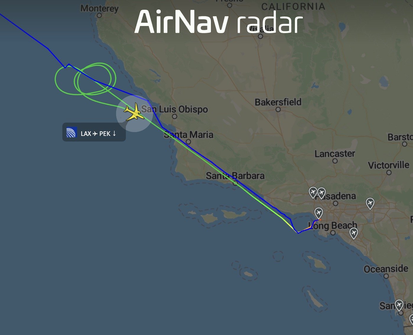 United UA771 to Beijing is reporting a technical issue and returning to LAX