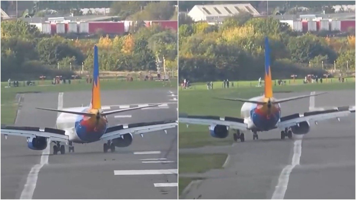Storm Boelo's gusty winds push passenger plane onto grass during landing in UK