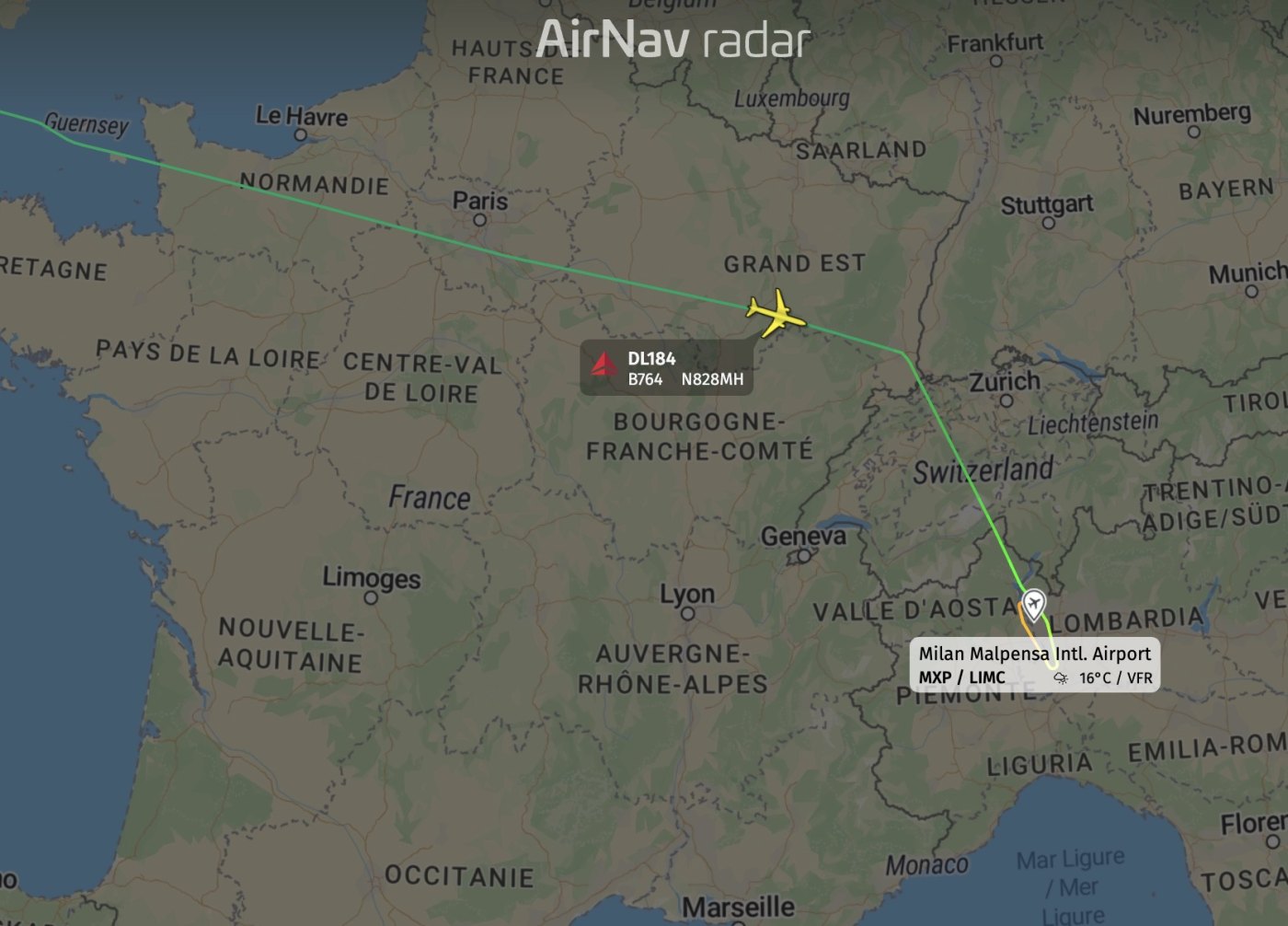 Delta flight from JFK requested police to meet the aircraft on arrival at Milan Malpensa Airport
