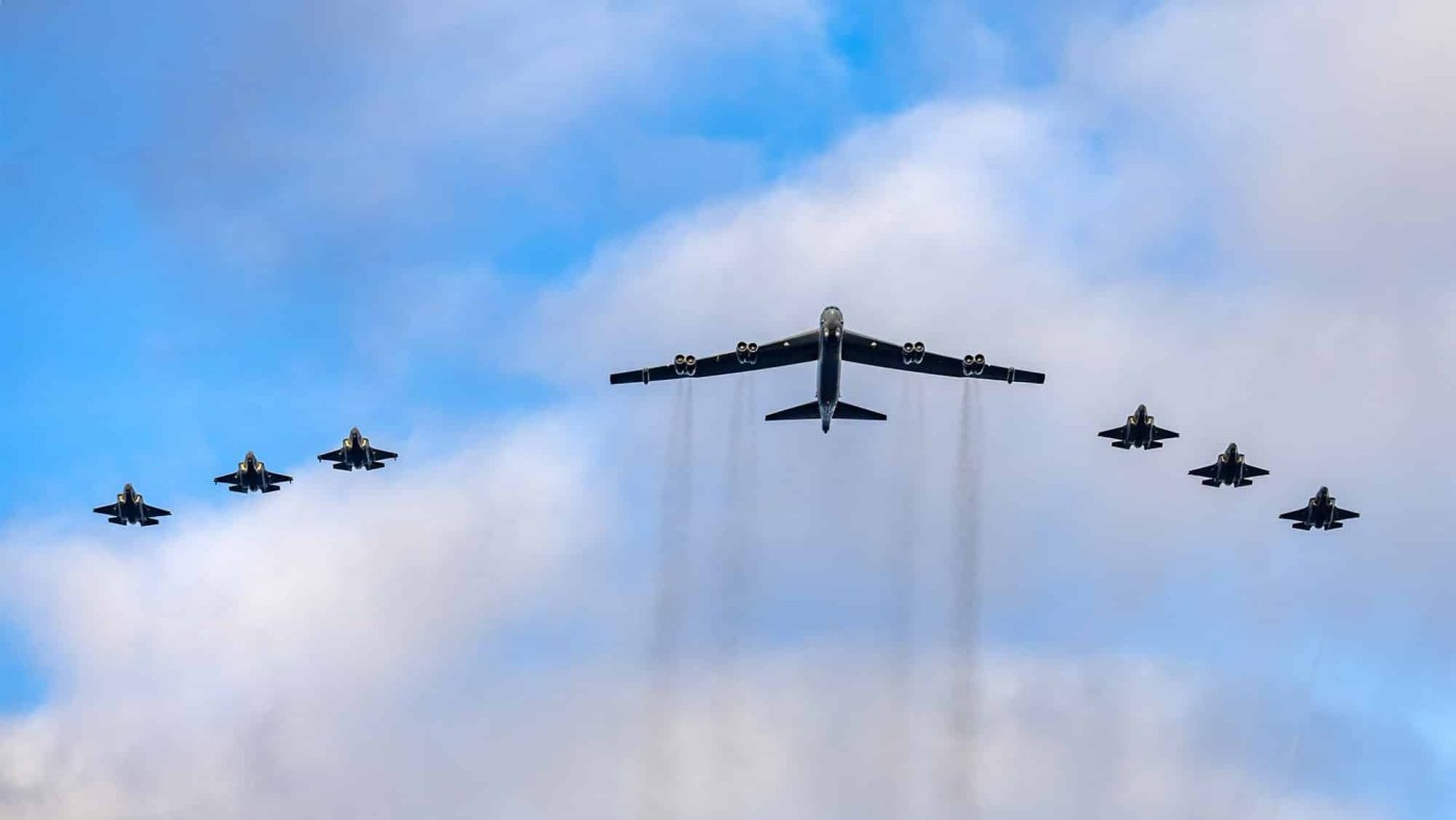 British and Norwegian F-35s Escort B-52 Taking Part in Exercise Global Thunder