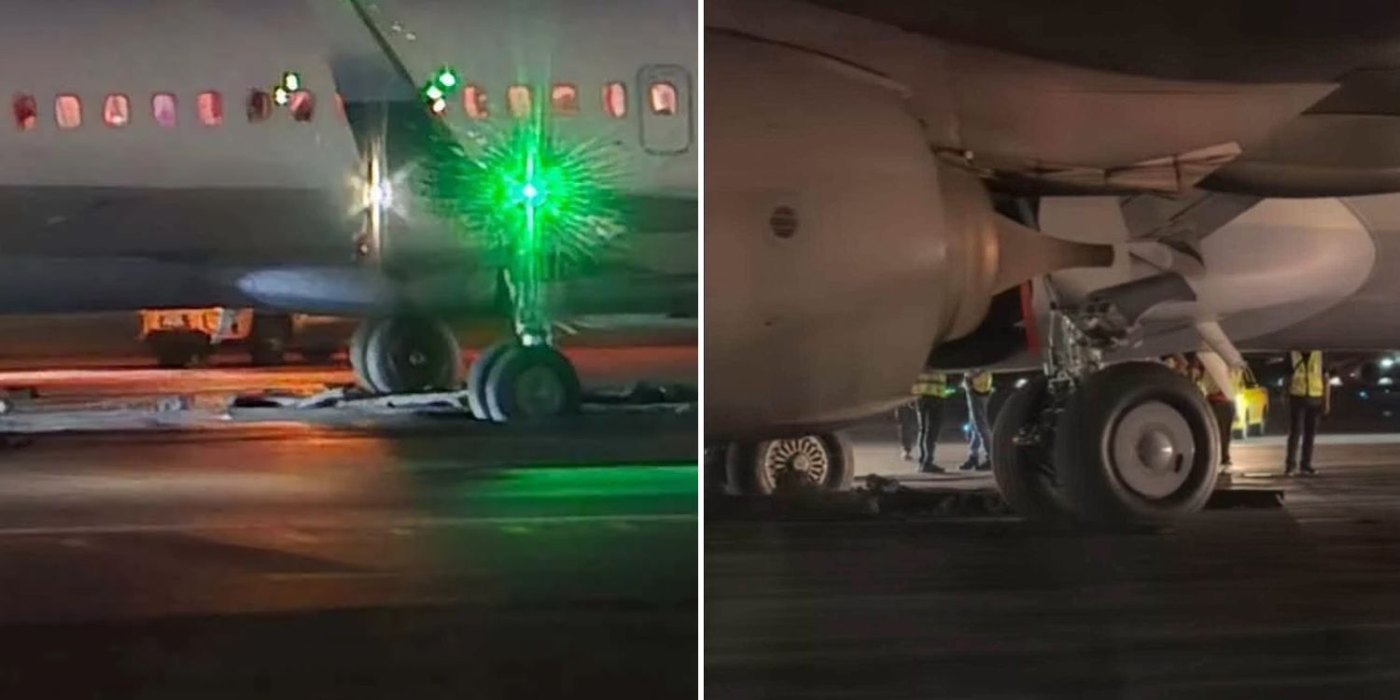 China Airlines plane gets stuck after wheels sink into damaged runway at Bangkok airport