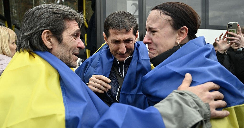 Residents evacuated from Russia-occupied city back in Ukraine
